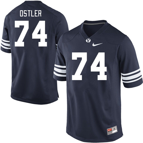 Men #74 Trevin Ostler BYU Cougars College Football Jerseys Stitched-Navy